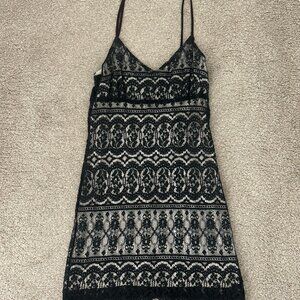 Bebe Black Lace Overlay Slip Dress | Size S